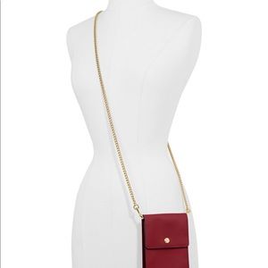 Coach Leather Phone crossbody chain maroon*NWT